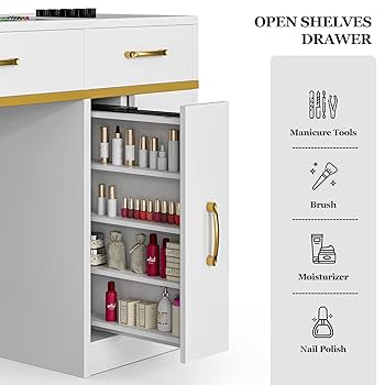 Amazon.com: Paddie Manicure Table with Dust Collector, Glass